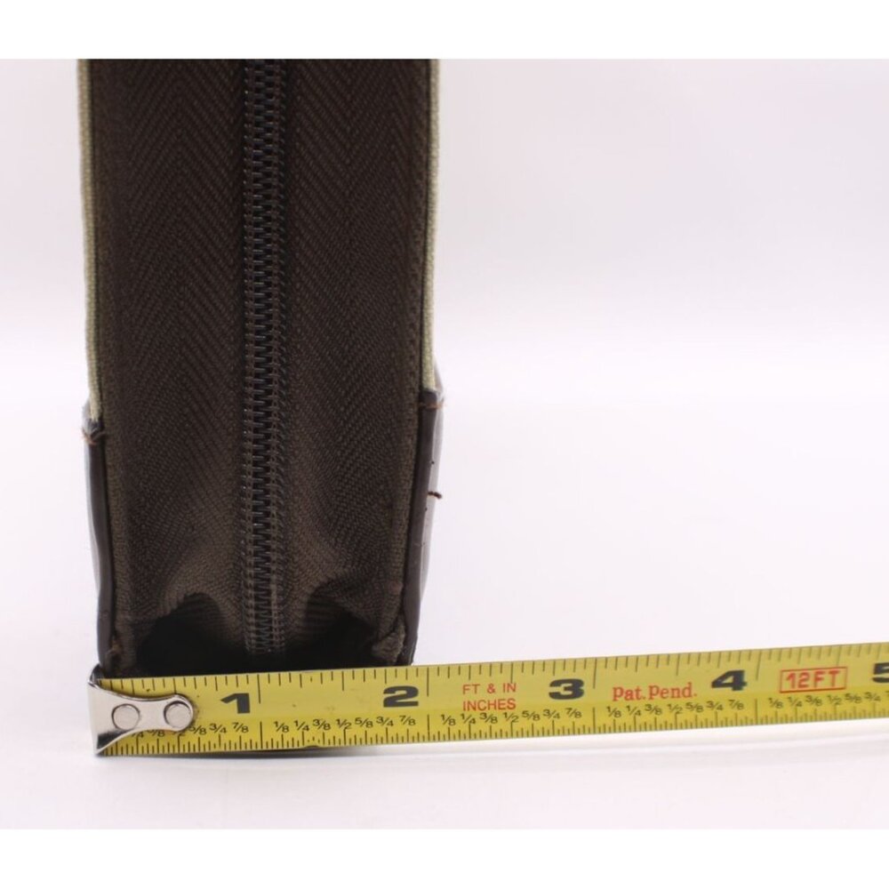 Day Runner Briefcase Planner Organizer Leather Canvas Zipper Handle Brown Green - Picture 13 of 14